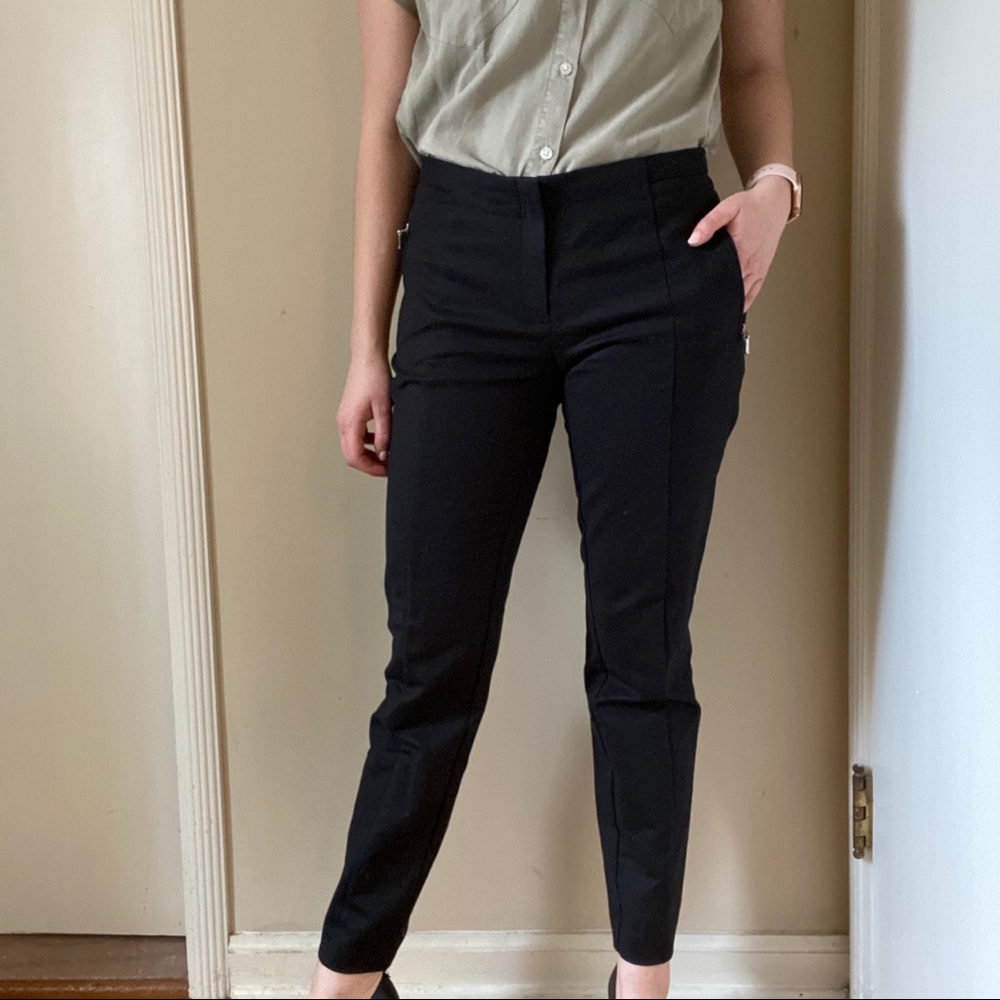 Black Tapered Ankle Cropped Dress Pants